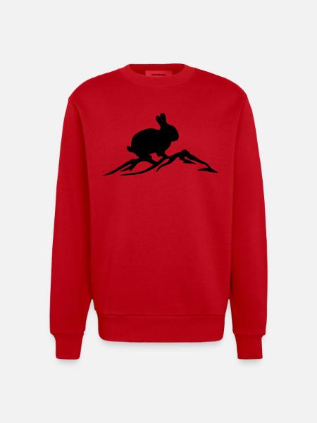 Bunny on mountain - Heavyweight Oversized Organic Crew Neck Made in EU - red