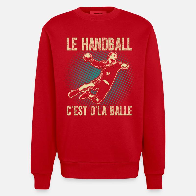 Le handball c'est d'la balle - Sweat bio épais oversize fabriqué en UE - rouge
