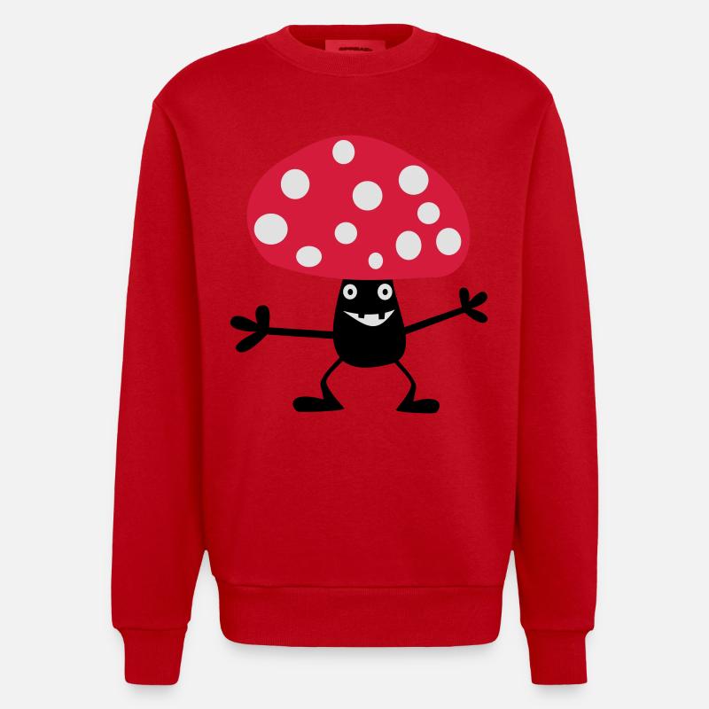 Naughty Toadstool - Heavyweight Oversized Organic Crew Neck Made in EU - red