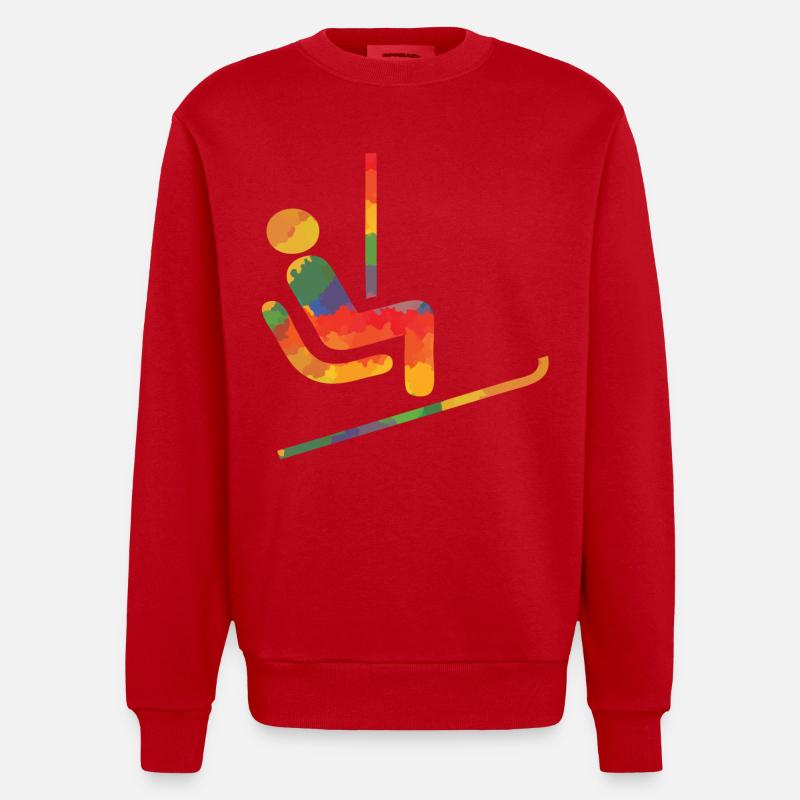 Farbiger Ski Läufer - Heavyweight Oversized Organic Crew Neck Made in EU - Rot