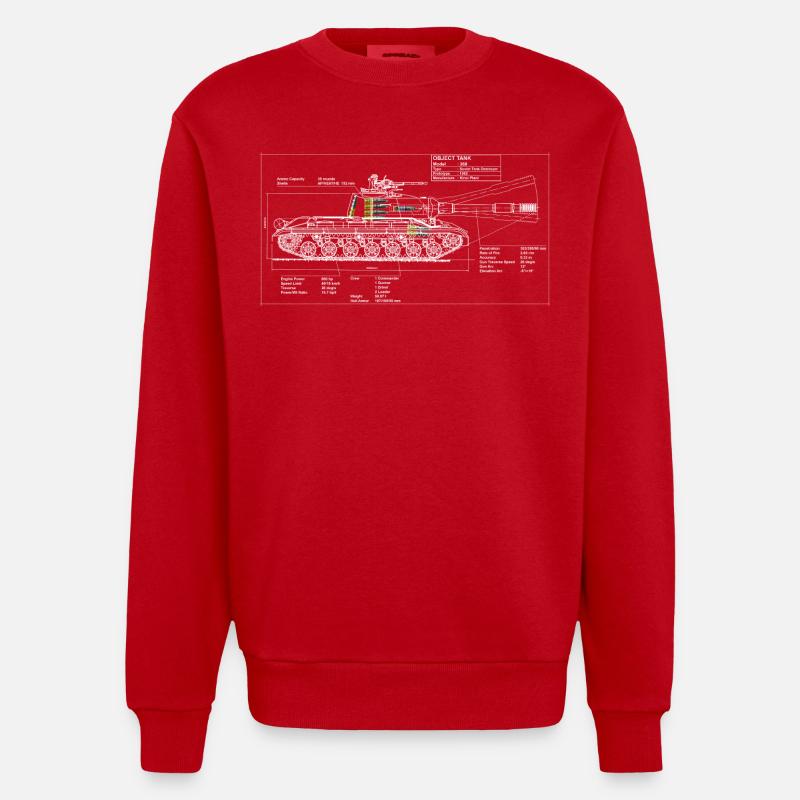 268 Objekt Bauplan - Heavyweight Oversized Organic Crew Neck Made in EU - Rot
