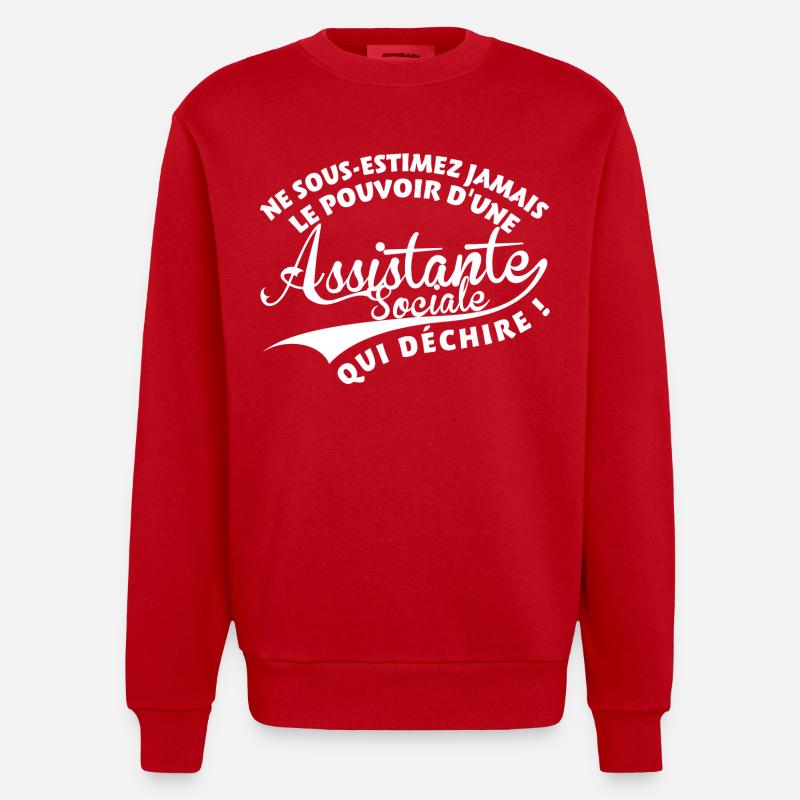 Assistante Sociale qui déchire - Sweat bio épais oversize fabriqué en UE - rouge