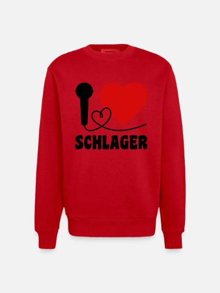 I Love Schlager - Heavyweight Oversized Organic Crew Neck Made in EU - Rot