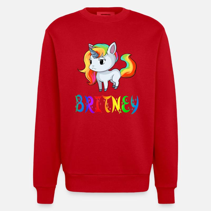 Unicorn Britney - Heavyweight Oversized Organic Crew Neck Made in EU - red
