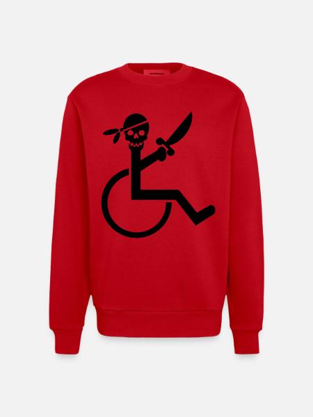 Wheelchair pirate # - Heavyweight Oversized Organic Crew Neck Made in EU - red