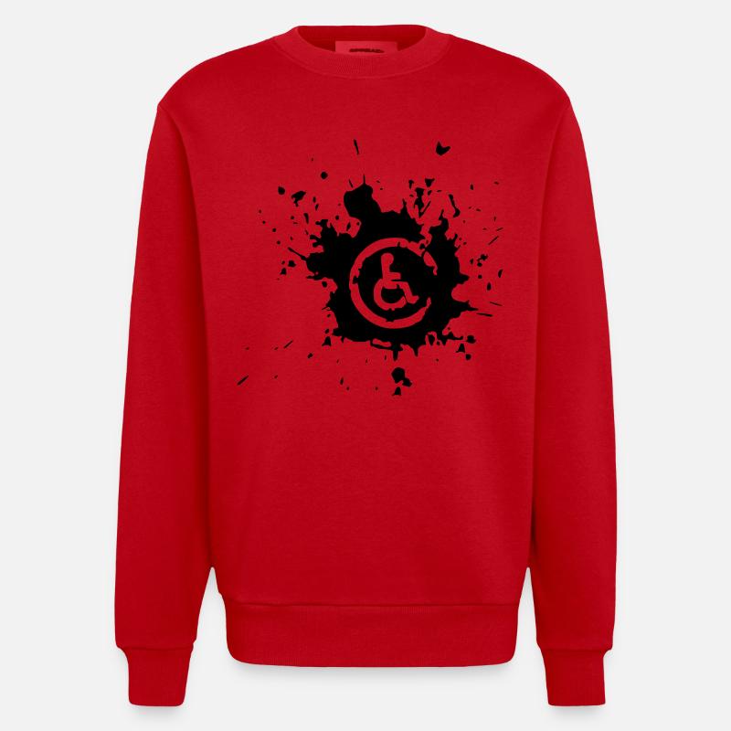 Éclaboussure d’image en fauteuil roulant # - Sweat bio épais oversize fabriqué en UE - rouge