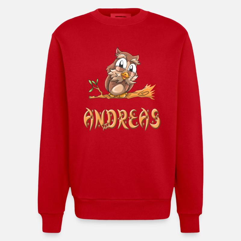 Eule Andreas - Heavyweight Oversized Organic Crew Neck Made in EU - Rot