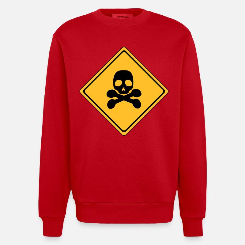 Panneau d’avertissement de danger # - Sweat bio épais oversize fabriqué en UE - rouge