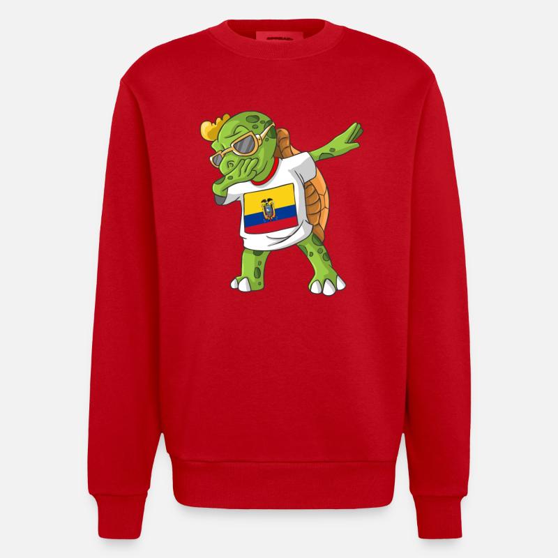 Ecuador Dabbing Schildkröte - Heavyweight Oversized Organic Crew Neck Made in EU - Rot