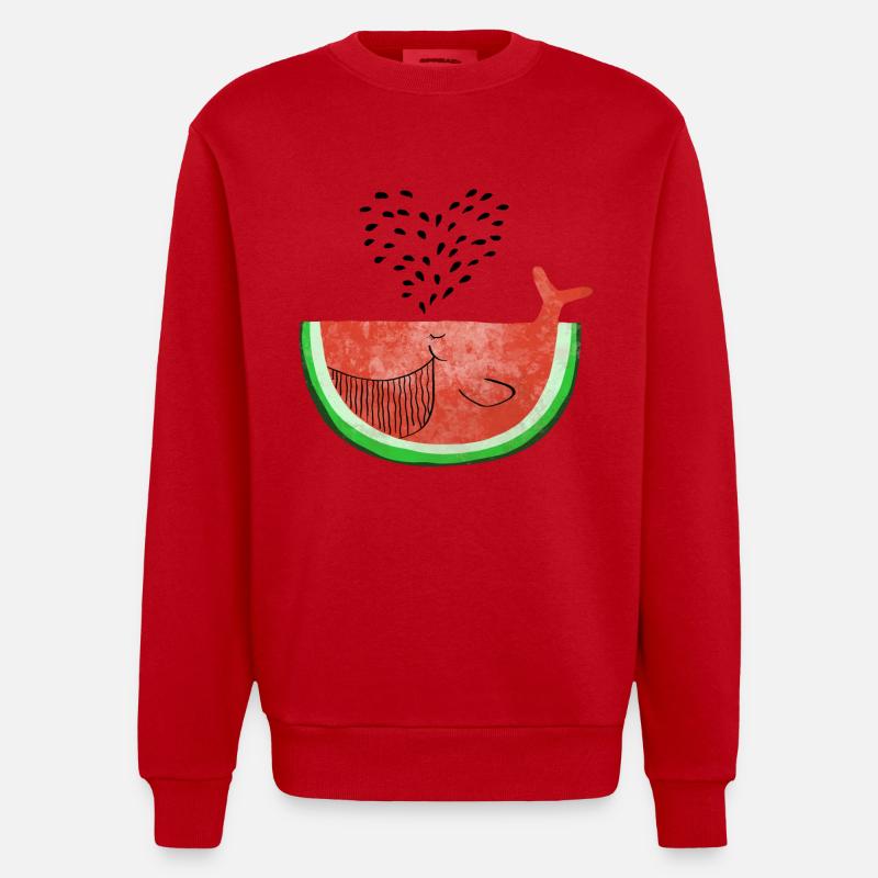 Pastèque Wal - melon Walvis - Fruit -Love - Sweat bio épais oversize fabriqué en UE - rouge