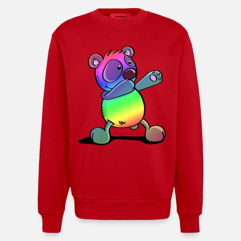 Bunter Pandabär - Dab Dance - Dabbing - Panda - Heavyweight Oversized Organic Crew Neck Made in EU - Rot
