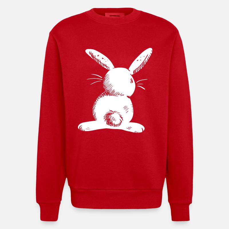 White long eared hare comic - Heavyweight Oversized Organic Crew Neck Made in EU - red