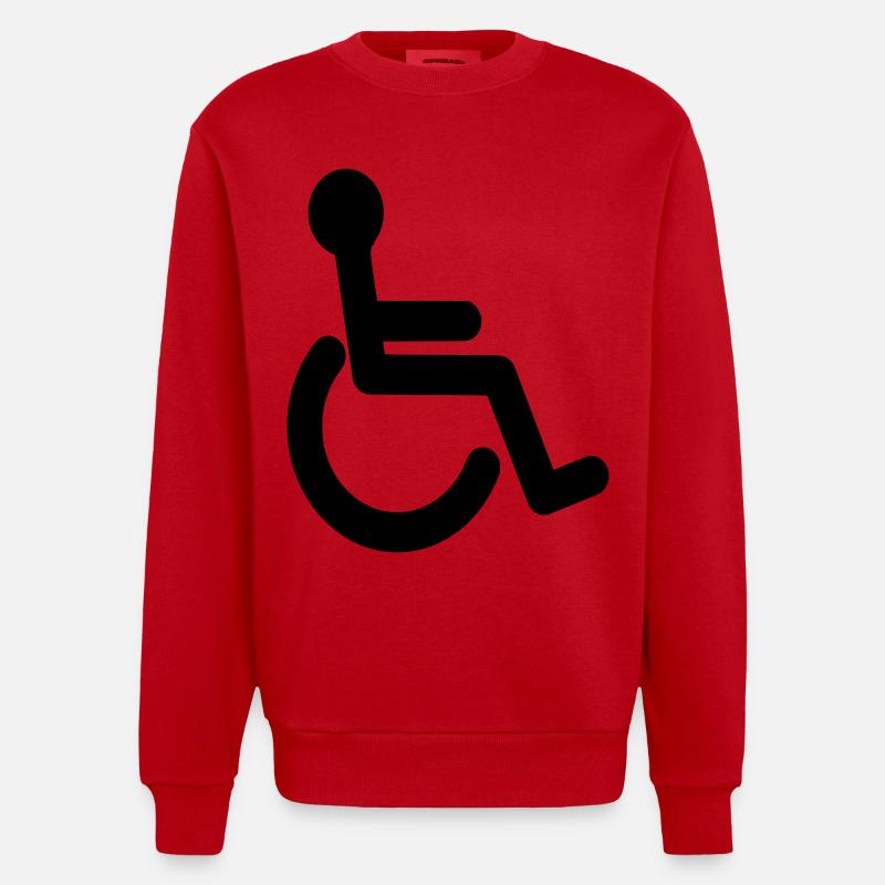 Symbole de base du fauteuil roulant # - Sweat bio épais oversize fabriqué en UE - rouge