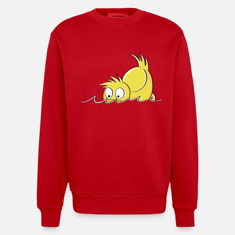 Duck Duck - Bande dessinée de canard - Sweat bio épais oversize fabriqué en UE - rouge