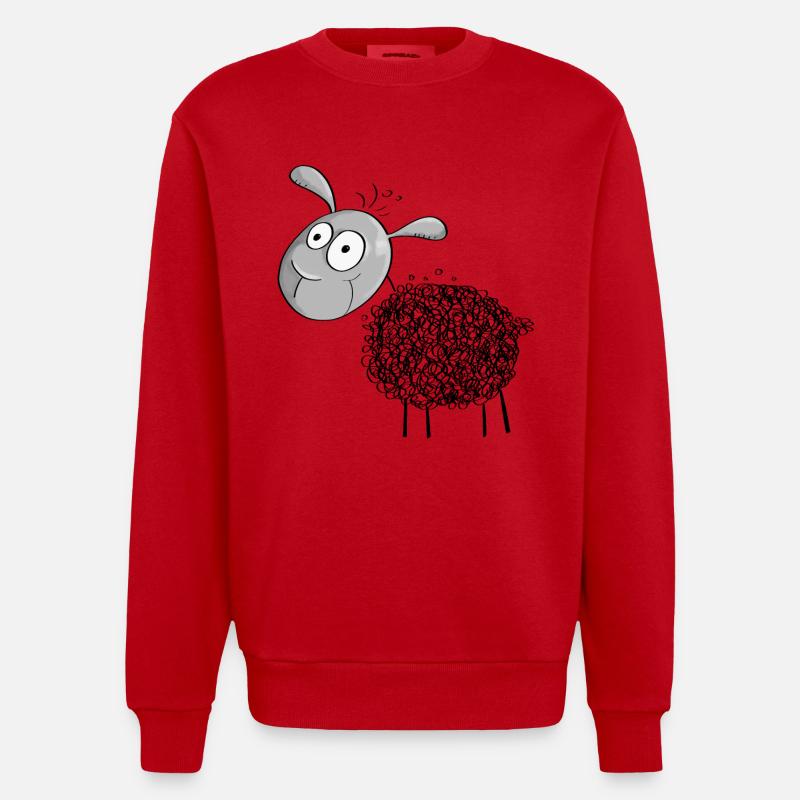 Kleines Wollschaf - Schaf Comic - Heavyweight Oversized Organic Crew Neck Made in EU - Rot