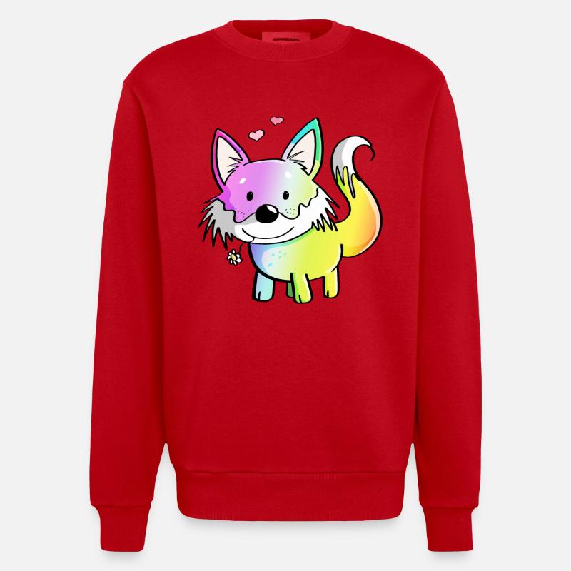 Fuchs Regenbogen - Füchse - Rotfuchs - Raubtier - Heavyweight Oversized Organic Crew Neck Made in EU - Rot