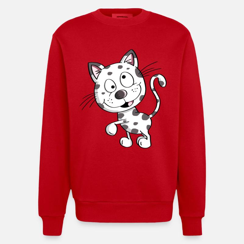 Chat mignon - Chats - Chat - Stubentiger - Sweat bio épais oversize fabriqué en UE - rouge