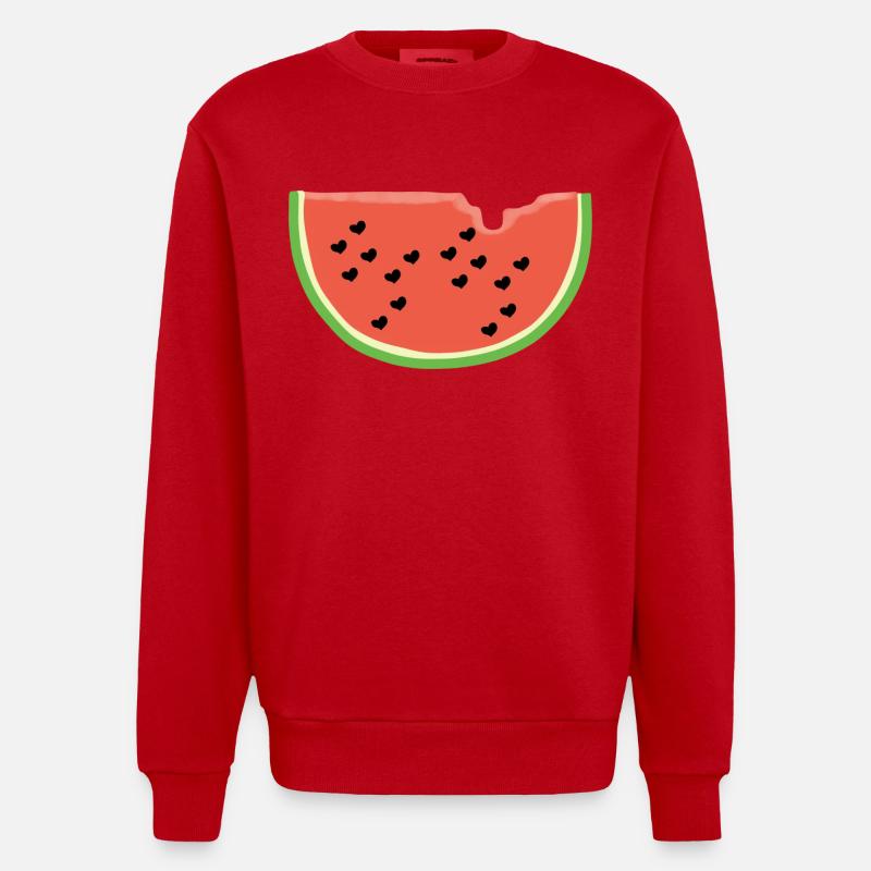 Melone mit Herz - Geschenk - Wassermelone - Comic - Heavyweight Oversized Organic Crew Neck Made in EU - Rot
