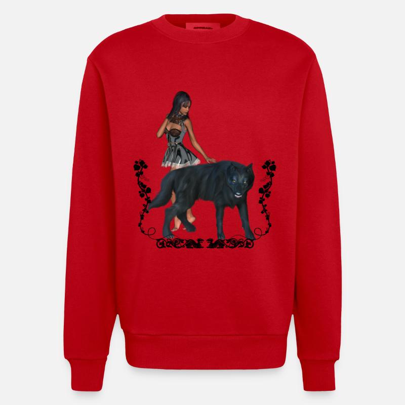 Mit dem Wolf umwerfend - Heavyweight Oversized Organic Crew Neck Made in EU - Rot