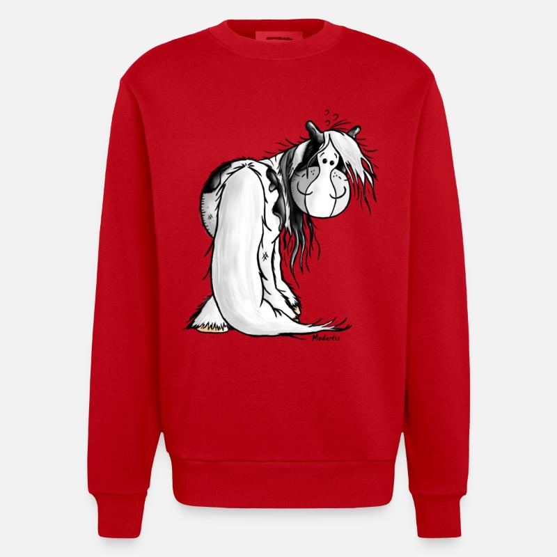 Irish Tinker Pferd - Horse - Schecke - Heavyweight Oversized Organic Crew Neck Made in EU - Rot