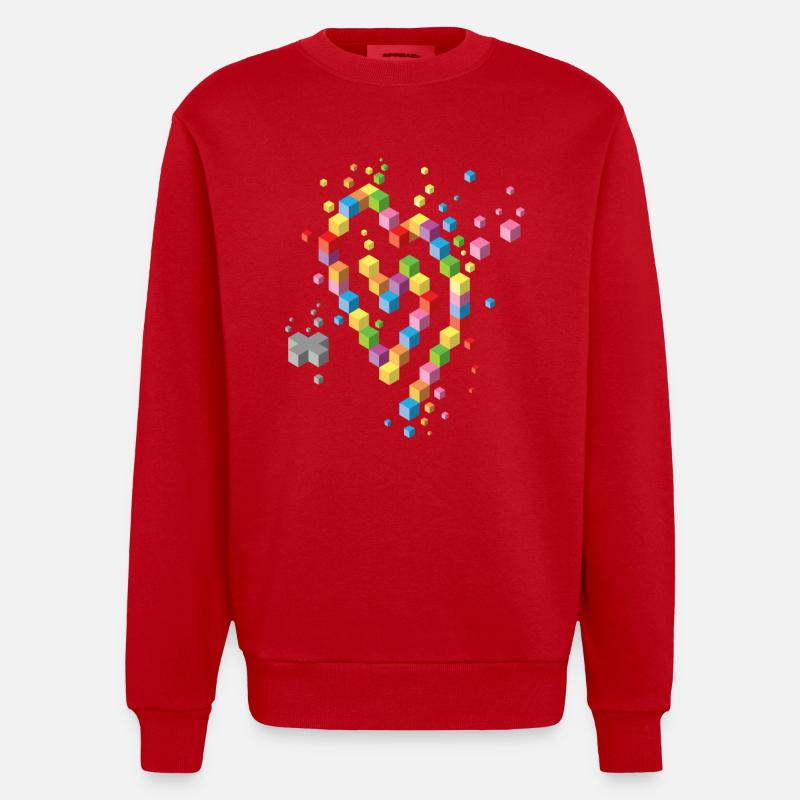 Geek Heart - Heavyweight Oversized Organic Crew Neck Made in EU - red