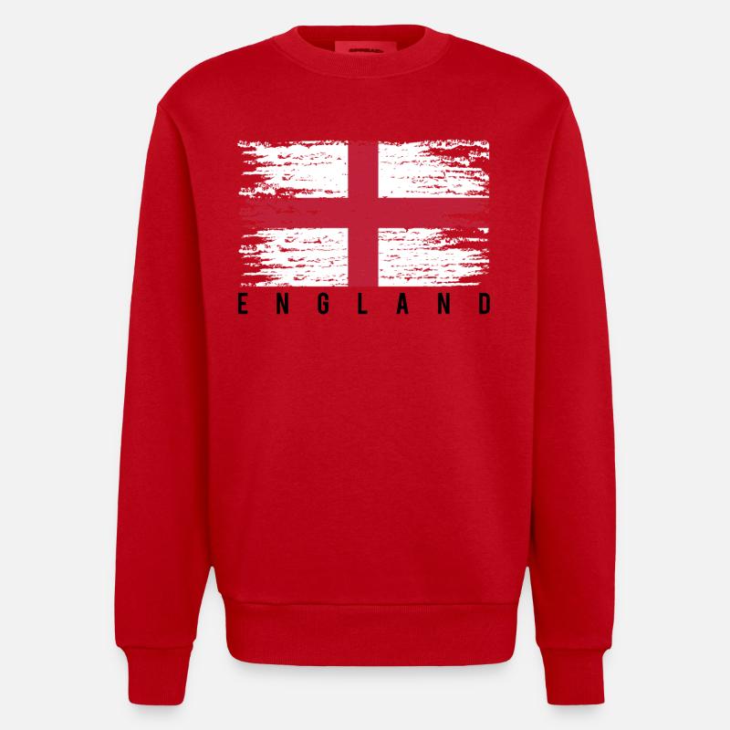 Englisches Kreuz mit Strähnen - Heavyweight Oversized Organic Crew Neck Made in EU - Rot