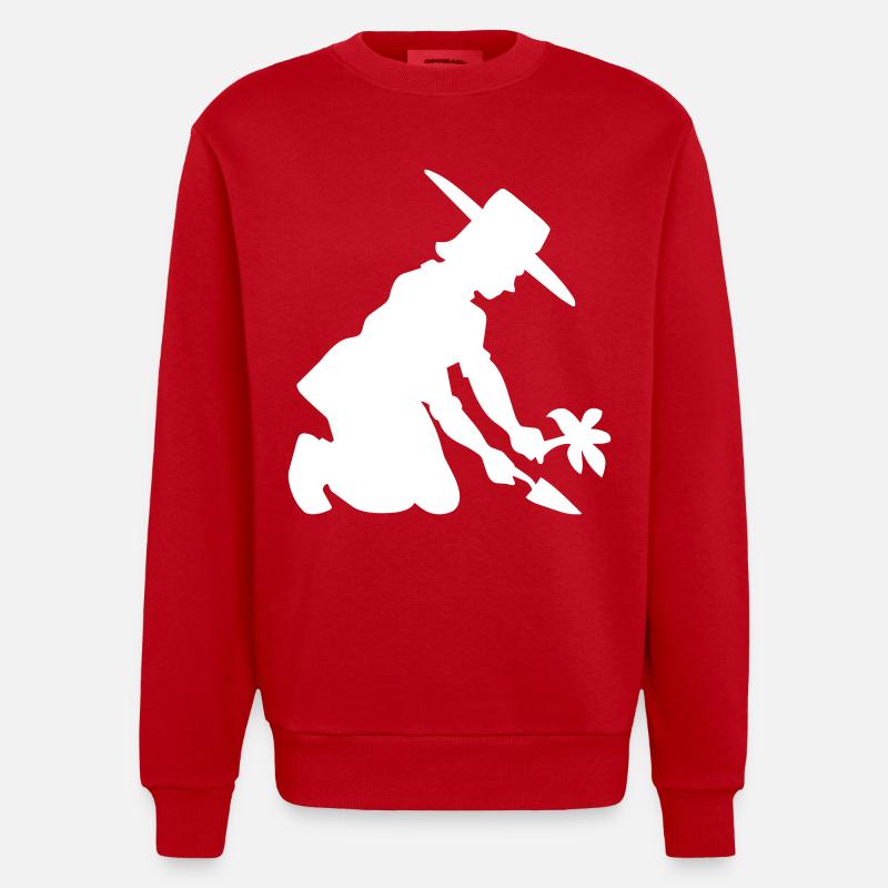 Garten - Pflanzen - Gartenarbeit - Heavyweight Oversized Organic Crew Neck Made in EU - Rot