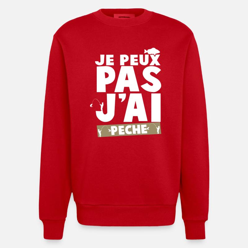 Je Peux Pas J'ai Peche - Sweat bio épais oversize fabriqué en UE - rouge