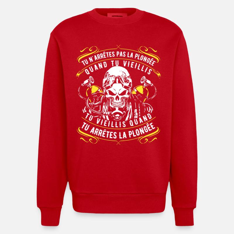 Tu n'arrêtes pas la plongée - Sweat bio épais oversize fabriqué en UE - rouge