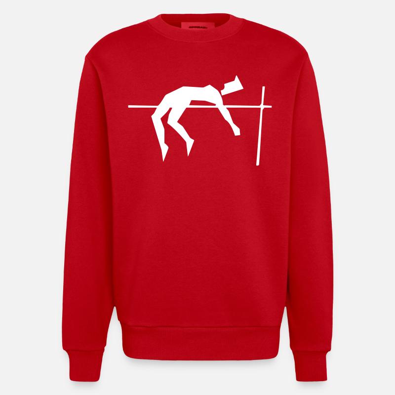 Saut en hauteur - design - Sweat bio épais oversize fabriqué en UE - rouge