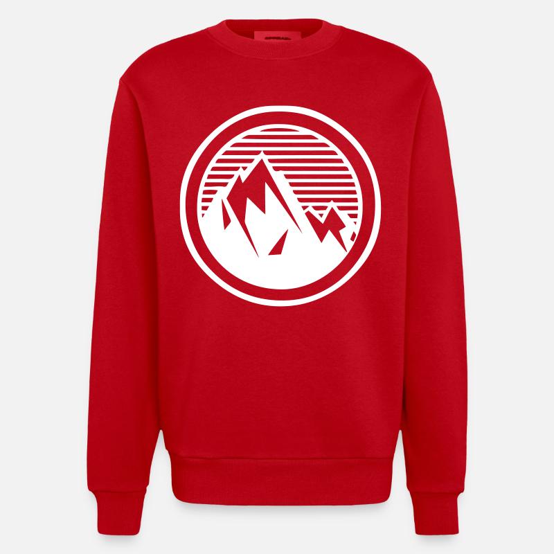 Mountains in a circle - Heavyweight Oversized Organic Crew Neck Made in EU - red