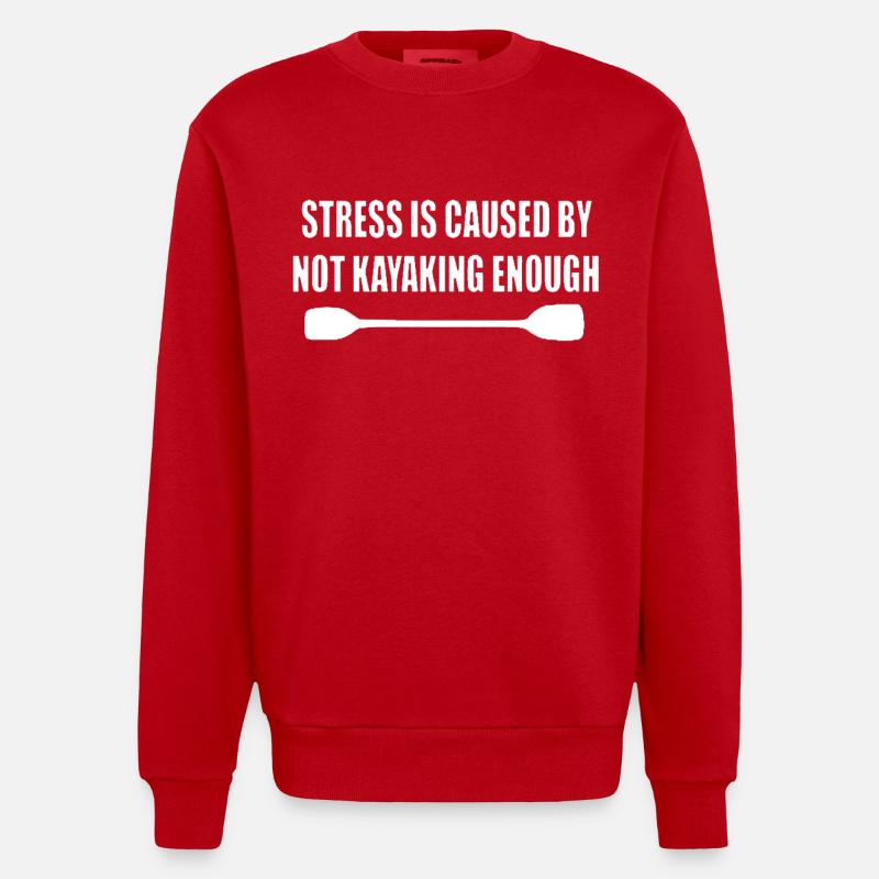 Kayak paddle canoe gift - Heavyweight Oversized Organic Crew Neck Made in EU - red