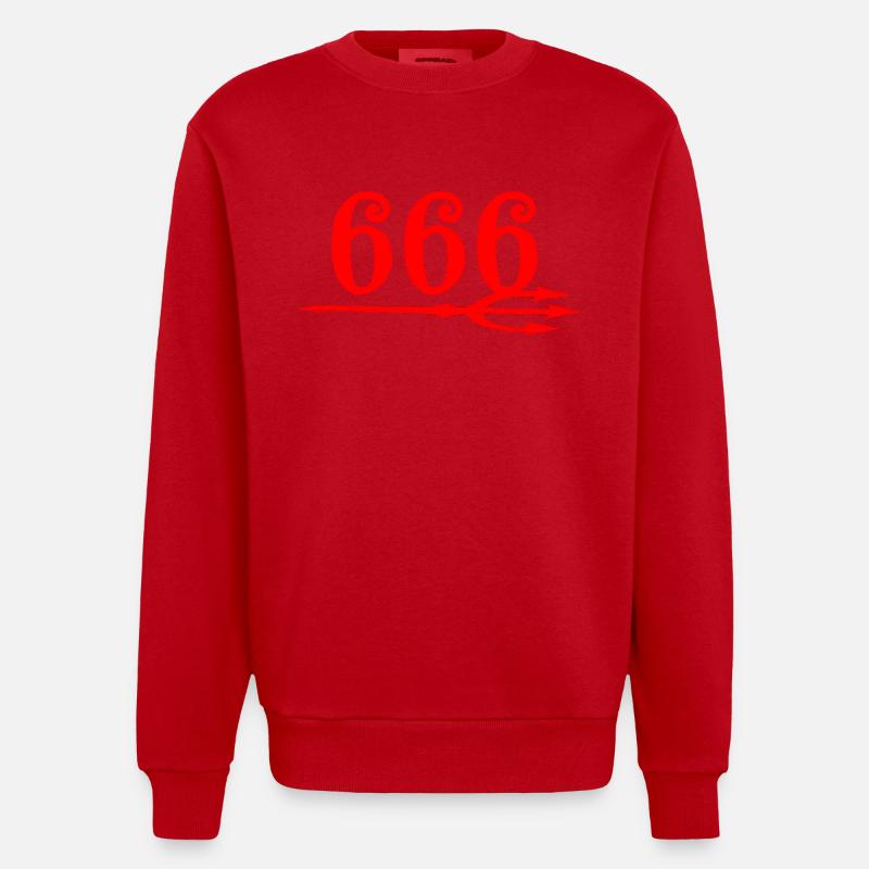 666 Devils Trident - Sweat bio épais oversize fabriqué en UE - rouge
