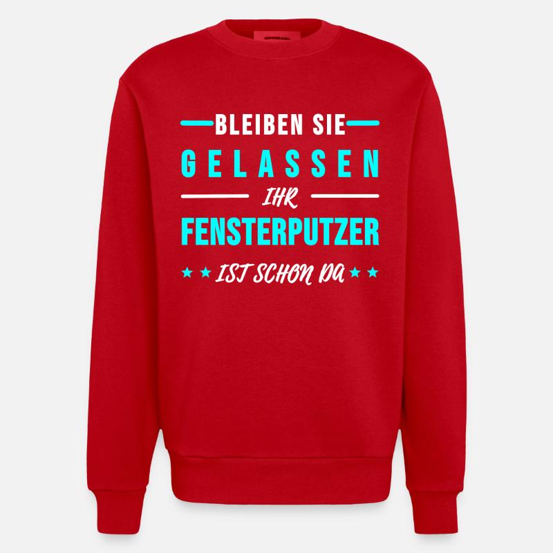 Fensterputzer Gebäudereiniger Sprüche Geschenk - Heavyweight Oversized Organic Crew Neck Made in EU - Rot