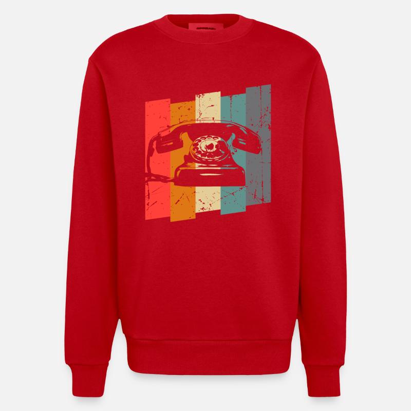 Telefon - Ekologiczna bluza z okrągłym dekoltem z grubego materiału wyprodukowana w UE - czerwony