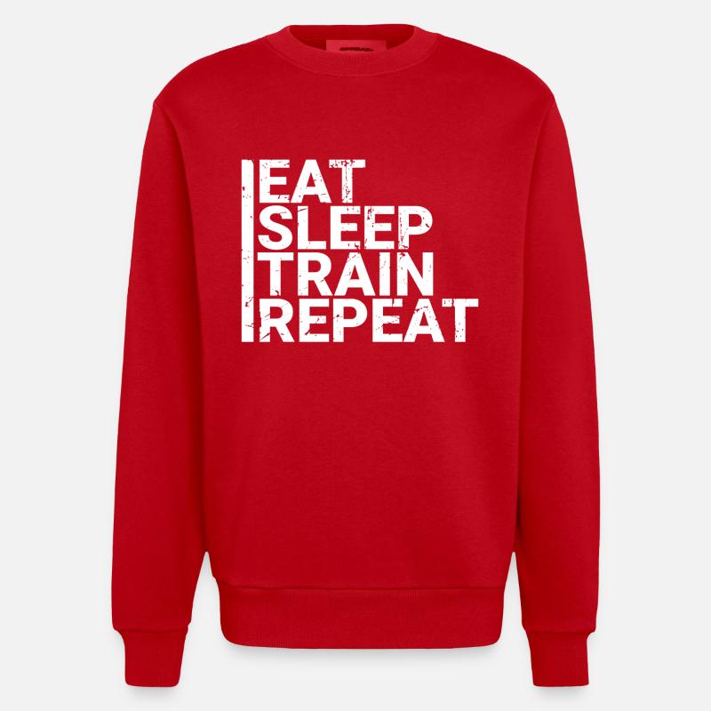 Eat Sleep Train Repeat - Heavyweight Oversized Organic Crew Neck Made in EU - Rot