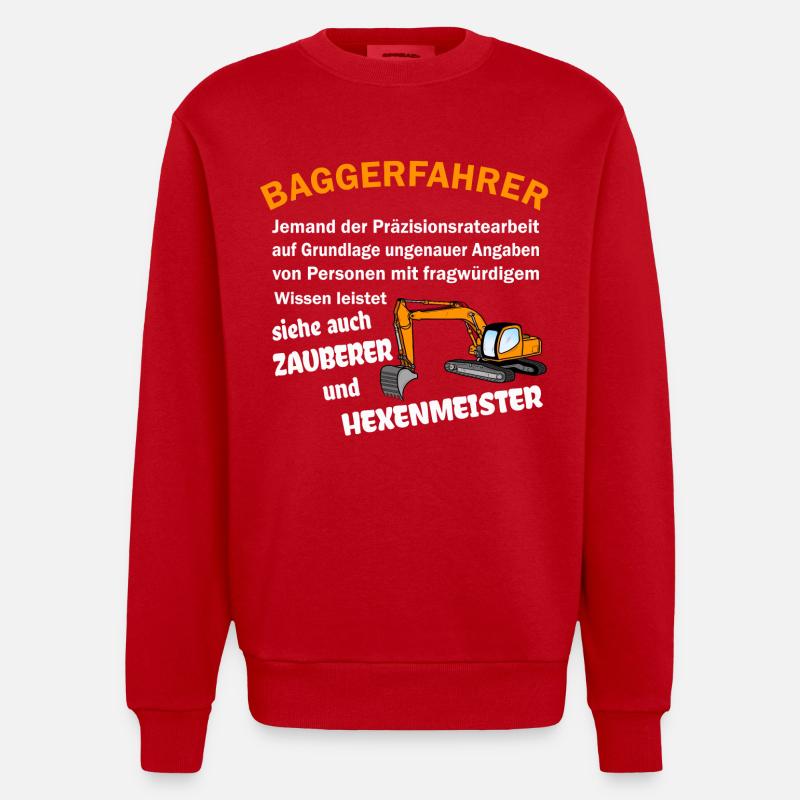 Baggerfahrer Zauberer Hexenmeister - Heavyweight Oversized Organic Crew Neck Made in EU - Rot