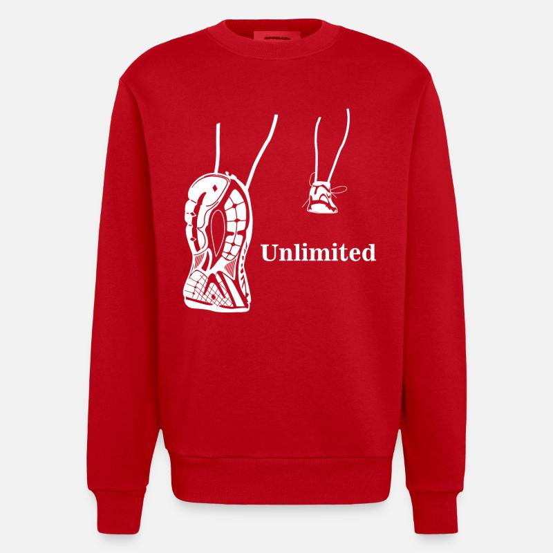 Illimité - conception en cours d'exécution - Sweat bio épais oversize fabriqué en UE - rouge