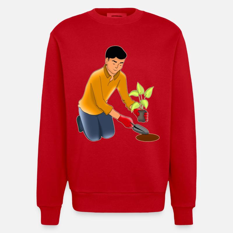 Gartenarbeit - Heavyweight Oversized Organic Crew Neck Made in EU - Rot