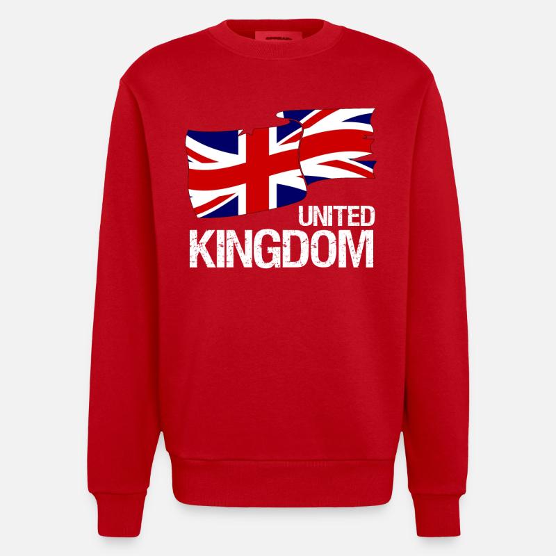 Drapeau britannique Union Jack - Design - Sweat bio épais oversize fabriqué en UE - rouge