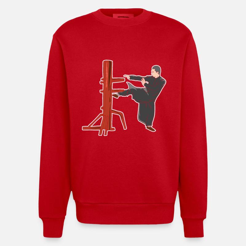 Wing Chun fighting pose - Heavyweight Oversized Organic Crew Neck Made in EU - red