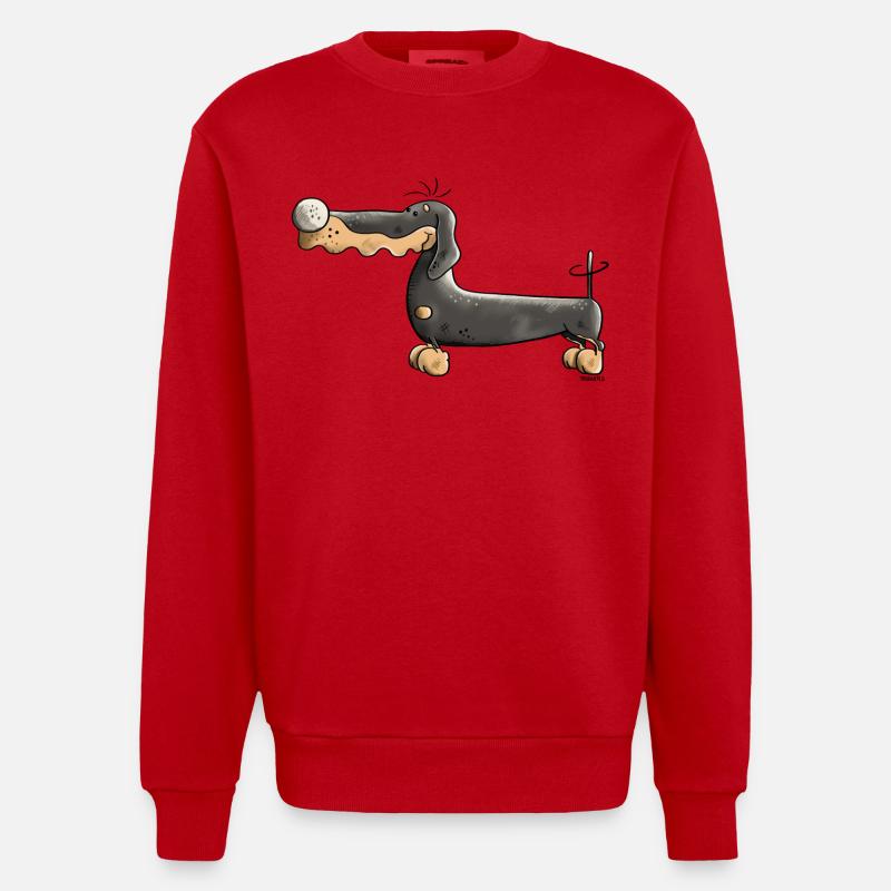 Darinka der Dackel - Heavyweight Oversized Organic Crew Neck Made in EU - Rot