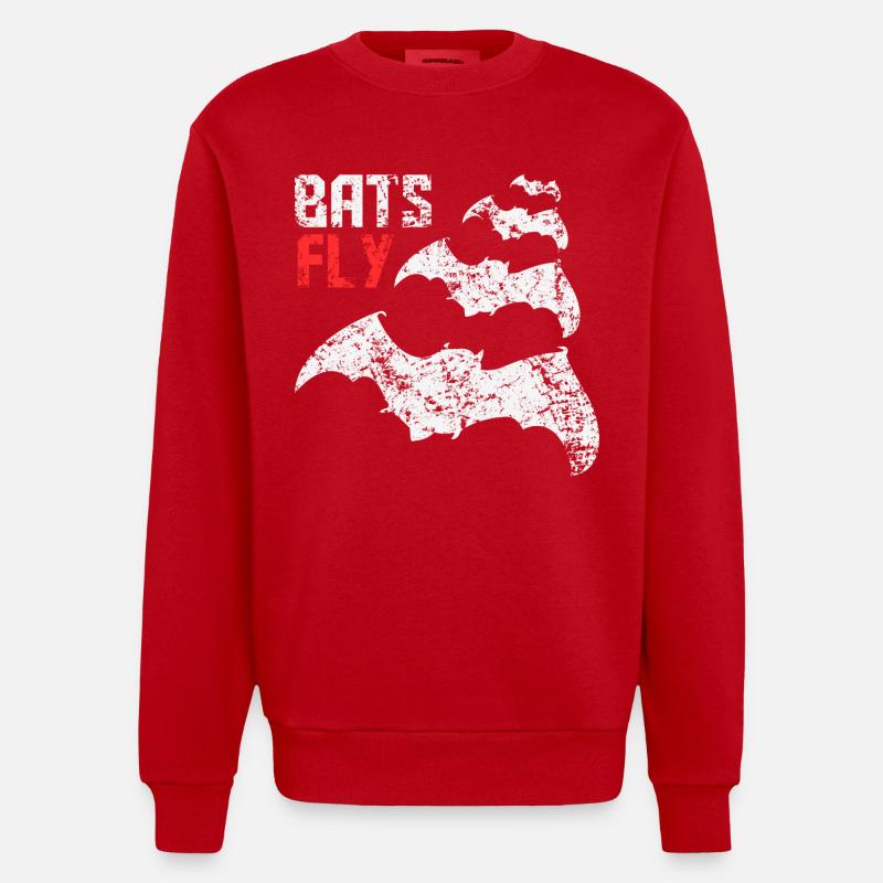 Bats Fly - Bat - Bat - Design - Heavyweight Oversized Organic Crew Neck Made in EU - red