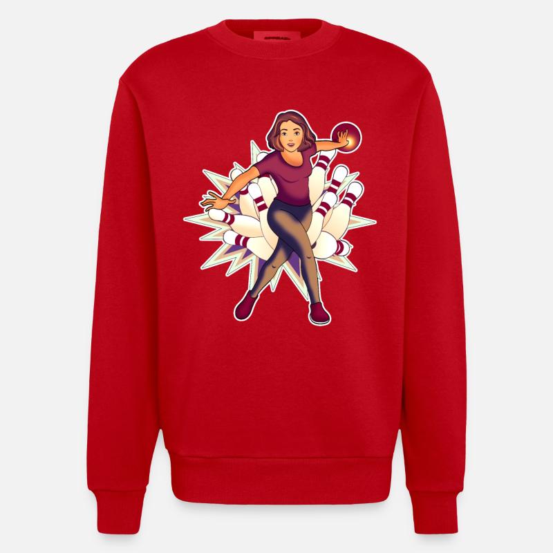Bowling Queen - Heavyweight Oversized Organic Crew Neck Made in EU - Rot