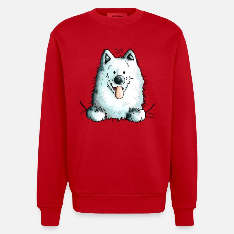 Neugieriger Samojede - Heavyweight Oversized Organic Crew Neck Made in EU - Rot