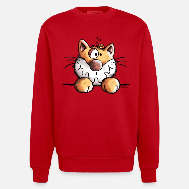 Neugieriges Kätzchen - Heavyweight Oversized Organic Crew Neck Made in EU - Rot