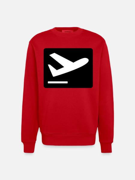 Airplane taking off - Heavyweight Oversized Organic Crew Neck Made in EU - red