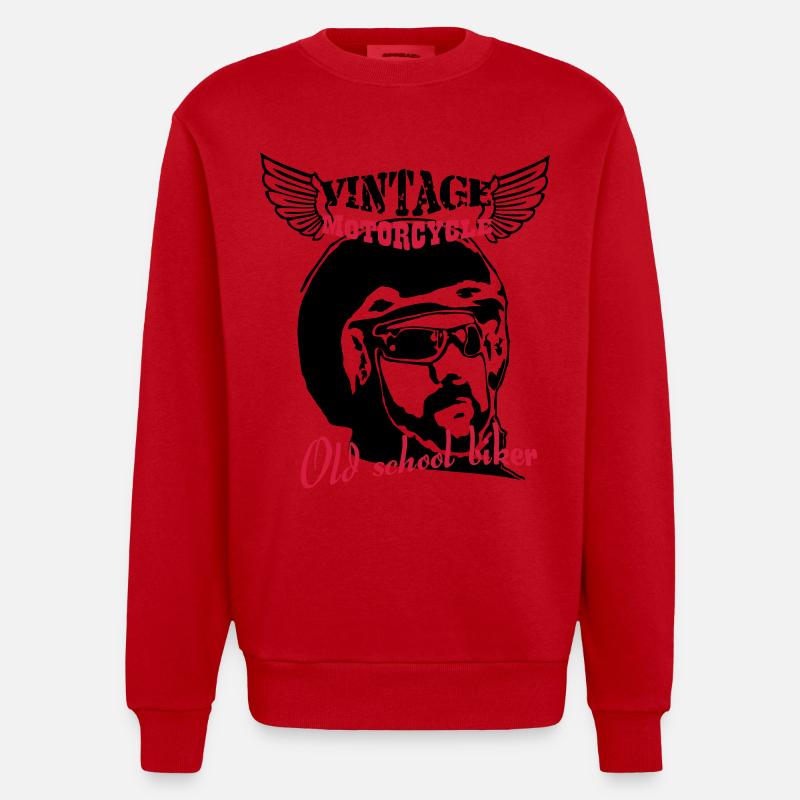 Old Biker Motorcycle 1 - Heavyweight Oversized Organic Crew Neck Made in EU - Rot