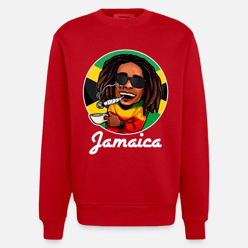 Jamaika - Heavyweight Oversized Organic Crew Neck Made in EU - Rot