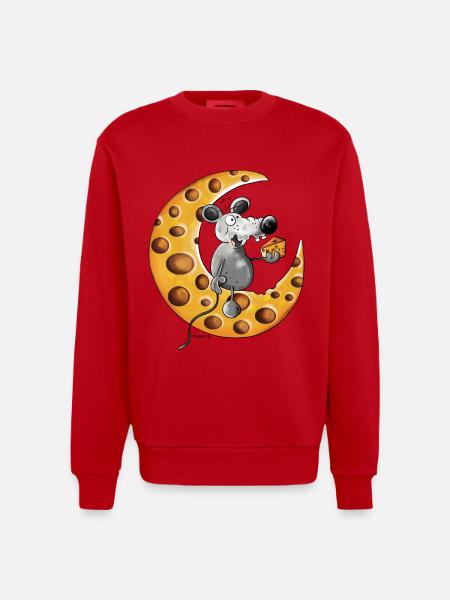 The Mouse Love Cheese - Heavyweight Oversized Organic Crew Neck Made in EU - red